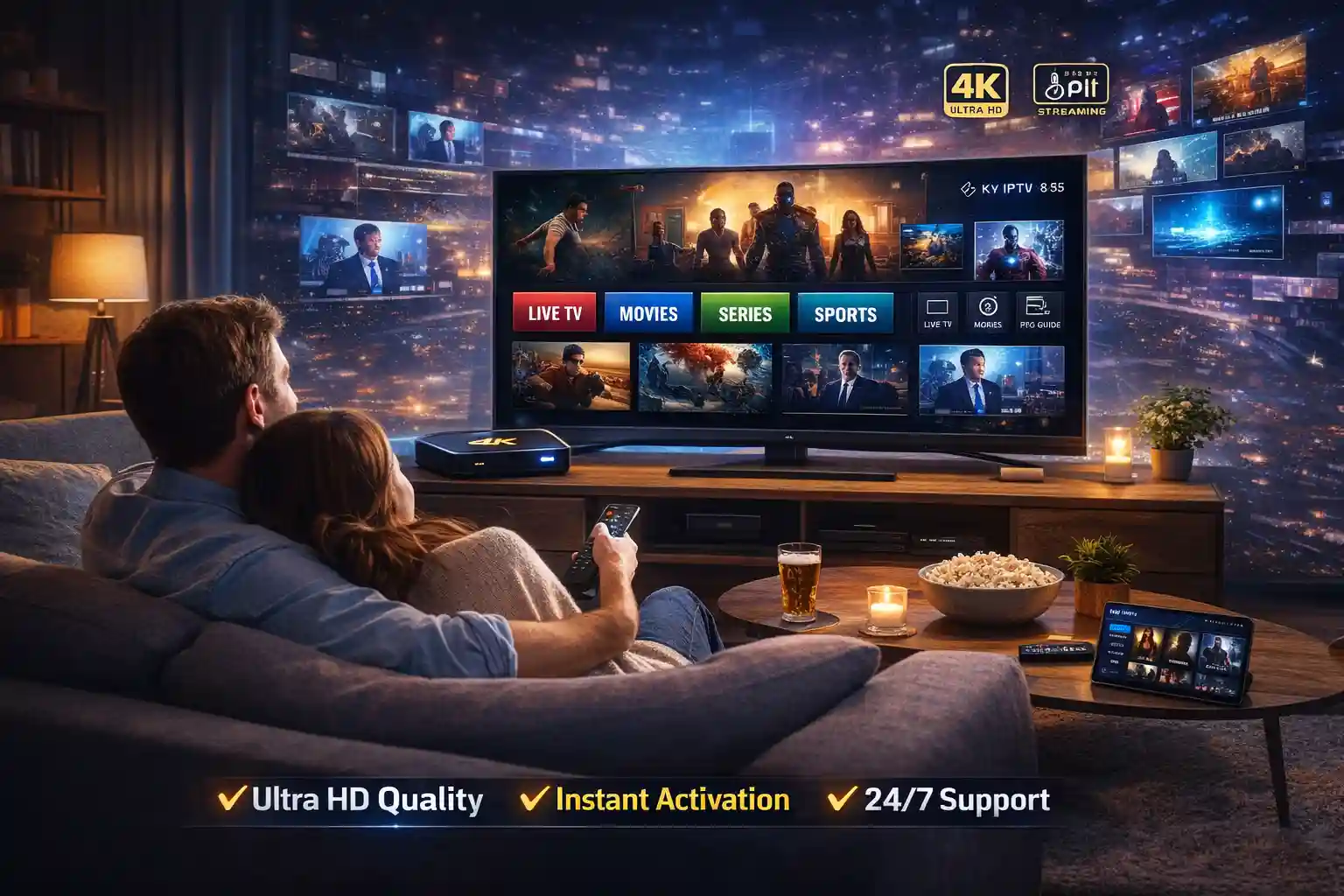 KY IPTV Live TV and VOD Streaming Background